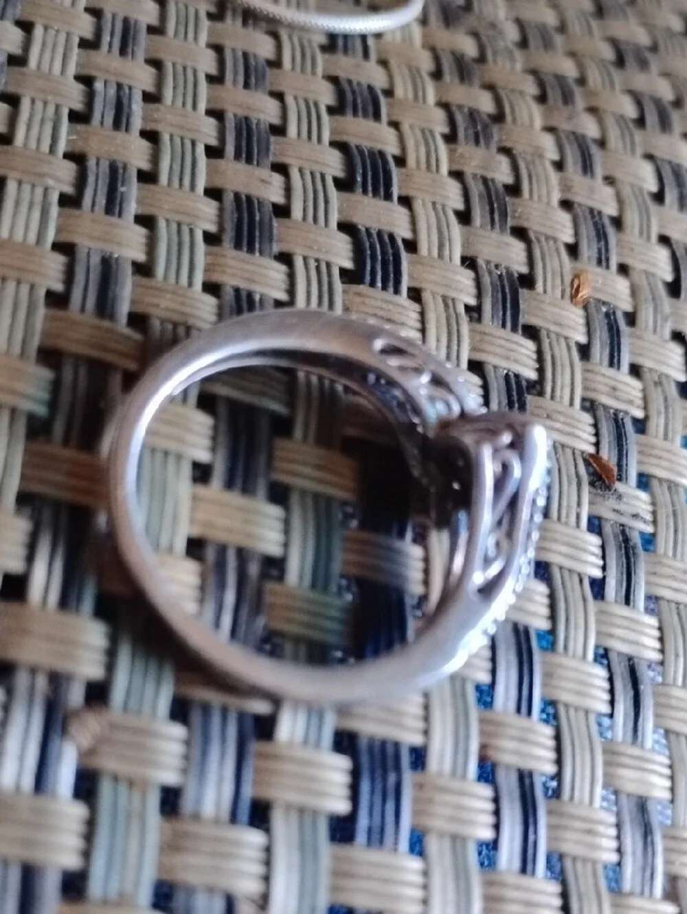 Sterling Silver Floral Filigree Engagement Ring - White
